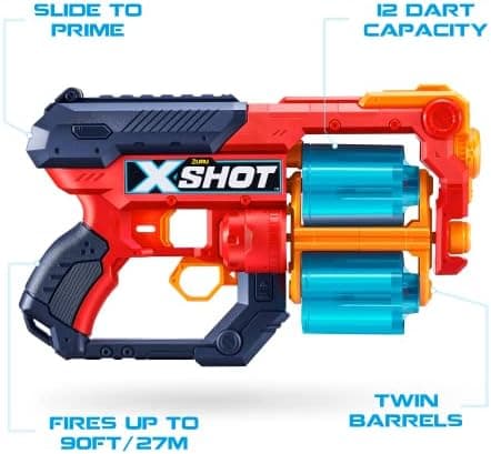 XSHOT Excel Xcess Schaumstoffdart-Blaster für Familie und Freunde im Heim für Spass und Unterhaltung (2er Pack, 48 Darts