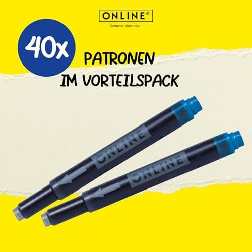 ONLINE Kompatible LAMY Tintenpatronen blau, Universal Patrice, löschbar, für Füllhalter & Tintenroller - Vorteilspack Ko