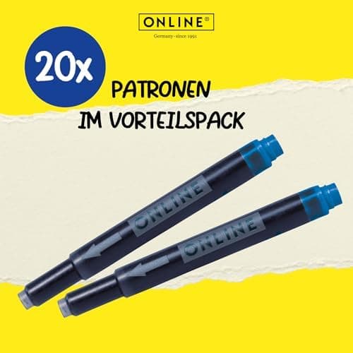 ONLINE Kompatible LAMY Tintenpatronen blau, Universal Patrice, löschbar, für Füllhalter & Tintenroller - Vorteilspack Ko