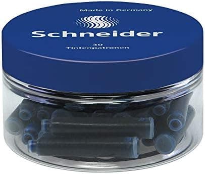 Schneider P006703 Tintenpatronen - Löscharm Tinte, königsblau, 30 Stück - Für Füller - Hohe Schreibqualität - Standardpa