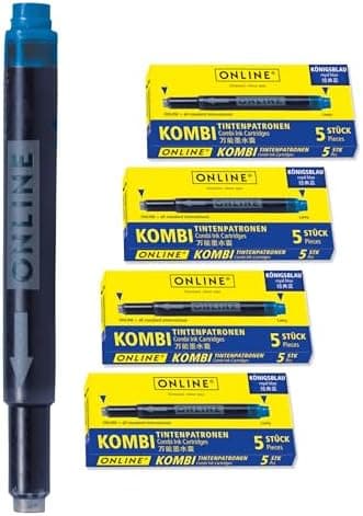 ONLINE Kompatible LAMY Tintenpatronen blau, Universal Patrice, löschbar, für Füllhalter & Tintenroller - Vorteilspack Ko