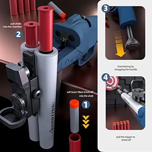 Double Barrel Schrotflinte Spielzeug - Ejecting Shell + Double Shoot + Kinder ab 8 + Spiel + #Sicherheitstag