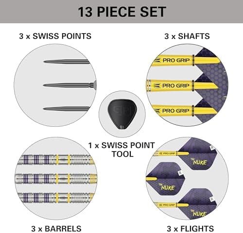 Target Darts Luke Littler Loadout Steel Tip Swiss Point Darts, 22G/23G/24G | Steel Tip Dart Set, Pro Edited Swiss Points