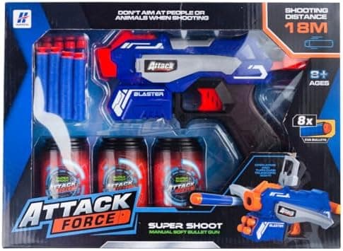 Nerf-Pistole mit 8 Schaumstoffgeschossen für Kinder
| Spielzeugpistole mit Schaumstoffgeschossen zur Zielschockierung
|