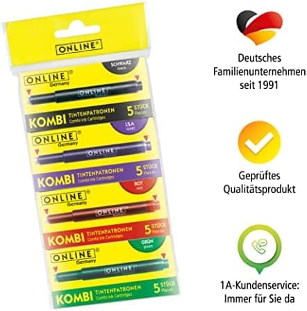 ONLINE Kompatible LAMY Tintenpatronen blau, Universal Patrice, löschbar, für Füllhalter & Tintenroller - Vorteilspack Ko