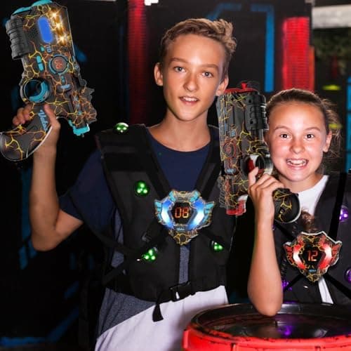 VATOS Wiederaufladbares Laser Tag Set mit 4 Spielern - |4GHz Daten Voll SYNC für Kinder und Erwachsene zur Outdoor-Aktiv