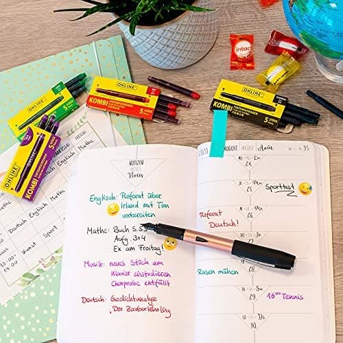 ONLINE Kompatible LAMY Tintenpatronen blau, Universal Patrice, löschbar, für Füllhalter & Tintenroller - Vorteilspack Ko