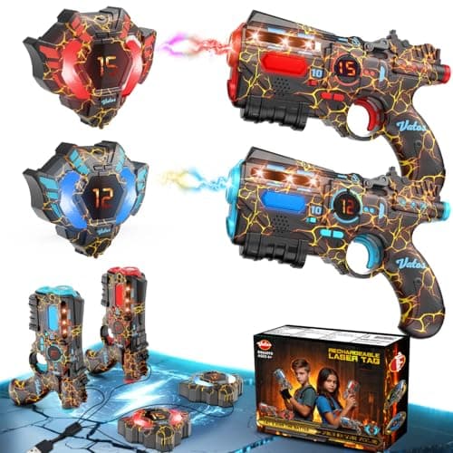 VATOS Wiederaufladbares Laser Tag Set mit 4 Spielern - |4GHz Daten Voll SYNC für Kinder und Erwachsene zur Outdoor-Aktiv