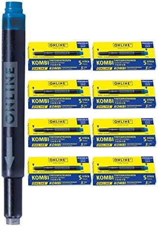 ONLINE Kompatible LAMY Tintenpatronen blau, Universal Patrice, löschbar, für Füllhalter & Tintenroller - Vorteilspack Ko