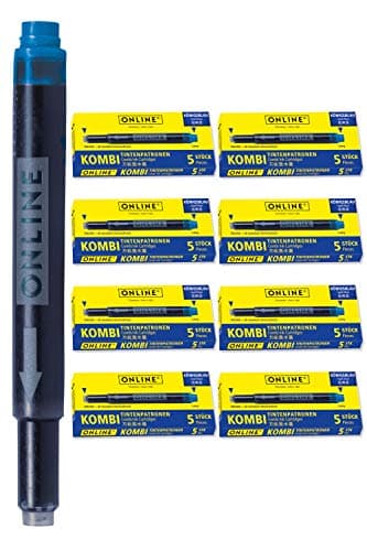ONLINE Kompatible LAMY Tintenpatronen blau, Universal Patrice, löschbar, für Füllhalter & Tintenroller - Vorteilspack Ko