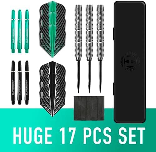 Harrows NX Elite 90% Tungsten Darts | 21-26 g Gewicht | Großes 17-Paket mit Supergrip Schaft & Quantum Flügel, Reiseetui
