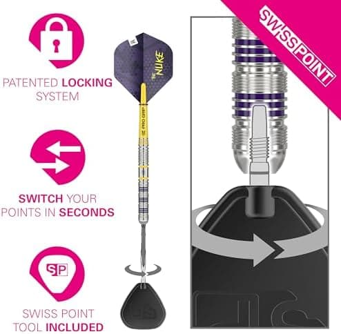 Target Darts Luke Littler Loadout Steel Tip Swiss Point Darts, 22G/23G/24G | Steel Tip Dart Set, Pro Edited Swiss Points