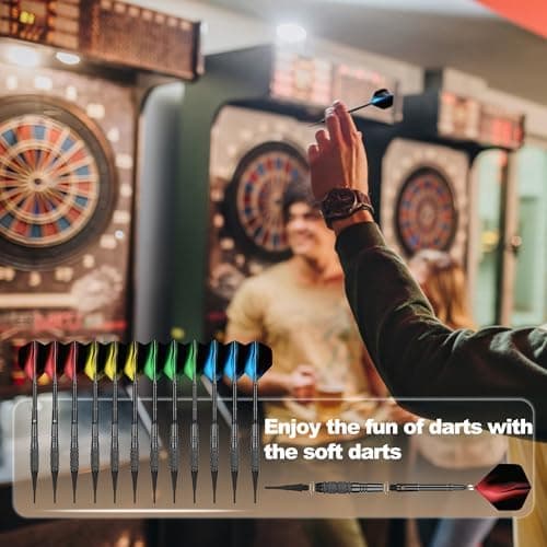 Elektronische Dartscheibe Dartpfeile 12 Stück Soft Darts Pfeile Set 18 Gramm ProfiSoft Dartpfeile
| Soft Darts Pfeile S