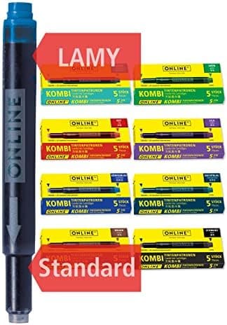 ONLINE Kompatible LAMY Tintenpatronen blau, Universal Patrice, löschbar, für Füllhalter & Tintenroller - Vorteilspack Ko