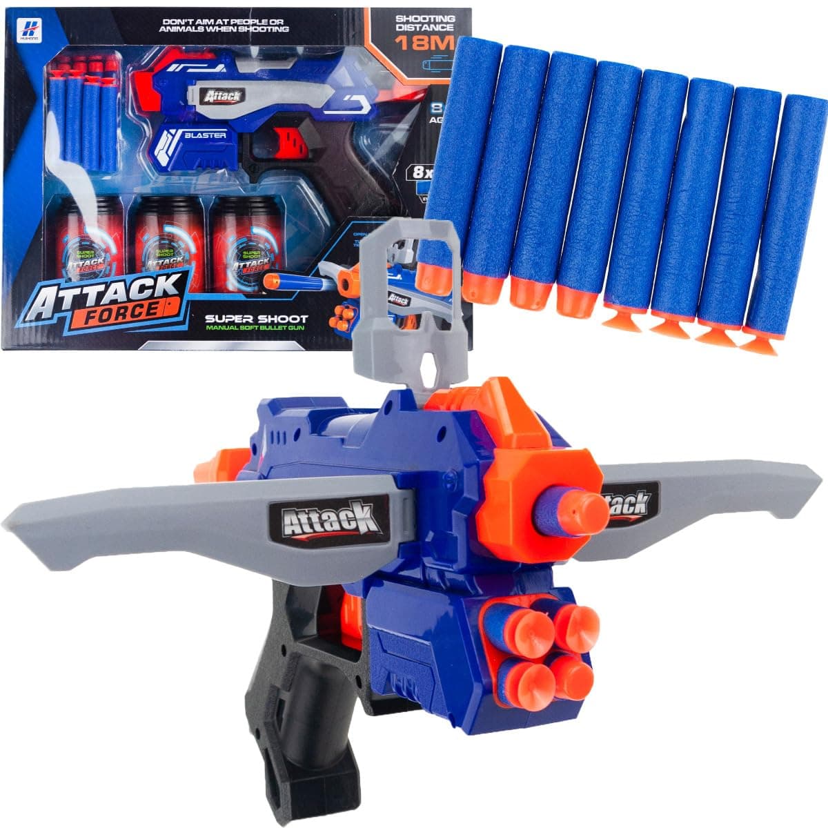 Nerf-Pistole mit 8 Schaumstoffgeschossen für Kinder
| Spielzeugpistole mit Schaumstoffgeschossen zur Zielschockierung
|