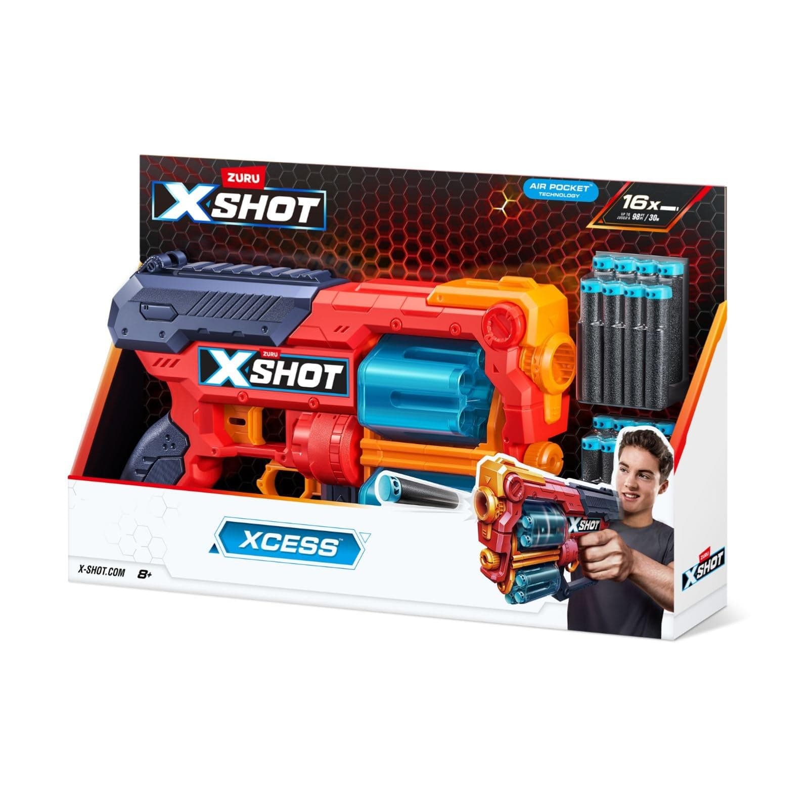 XSHOT Excel Xcess Schaumstoffdart-Blaster für взрослые bei Haus- und Partyveranstaltungen mit 16 Darts