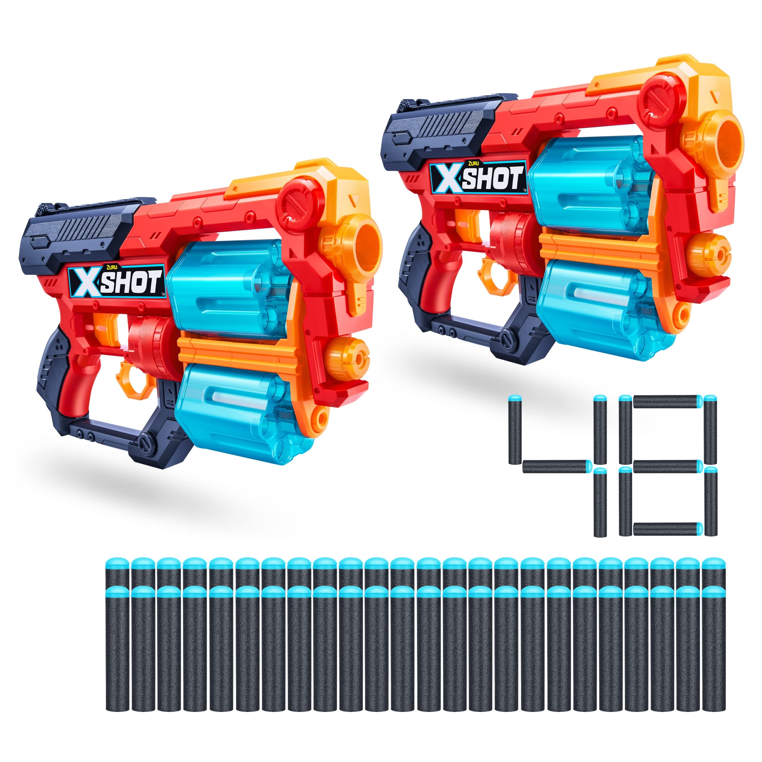 XSHOT Excel Xcess Schaumstoffdart-Blaster für Familie und Freunde im Heim für Spass und Unterhaltung (2er Pack, 48 Darts