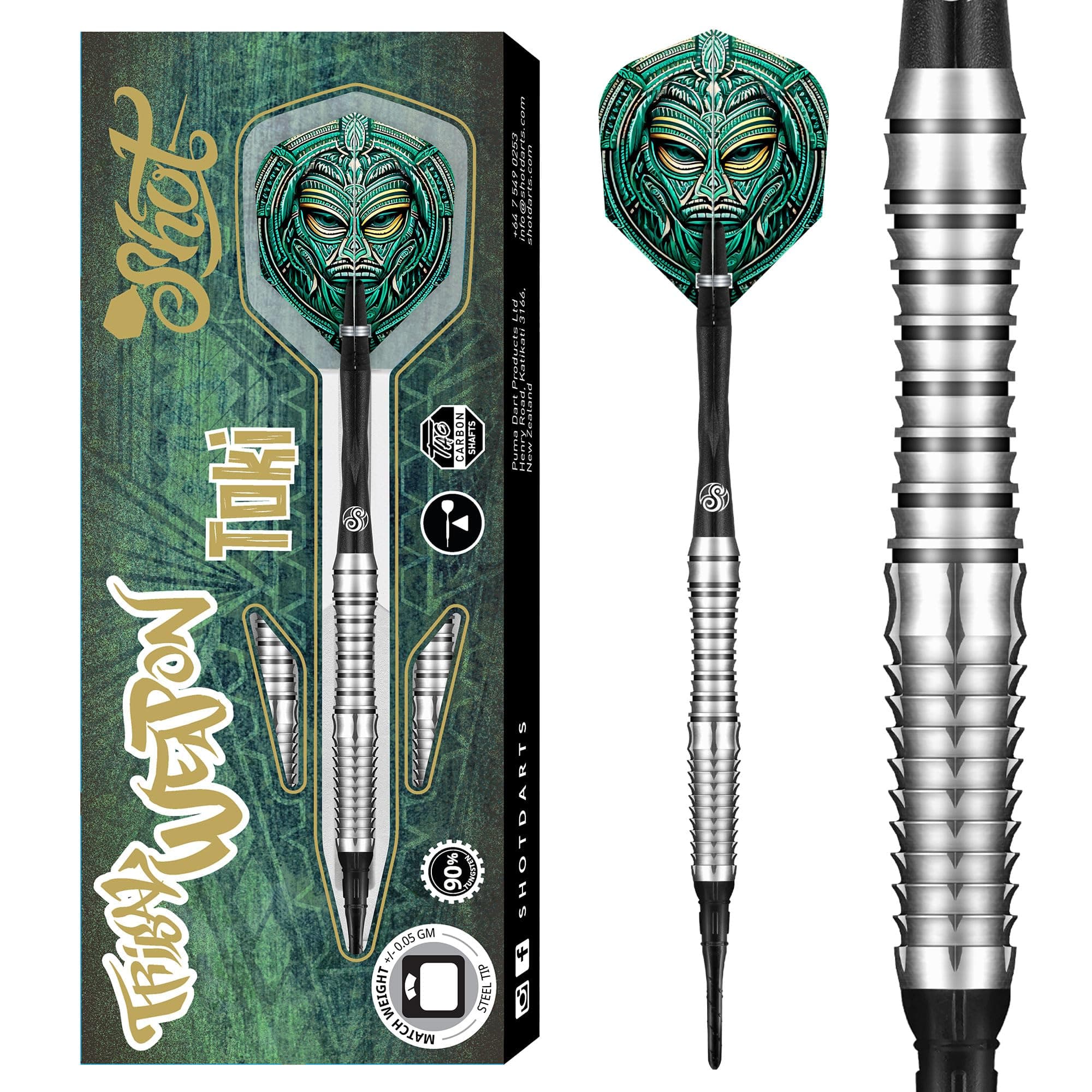 Shot! Tribal Weapon Toki Soft Tip Darts Set für Profis - 90% Tungsten - Elektronische Dartschachte - Neuseeland Herstel