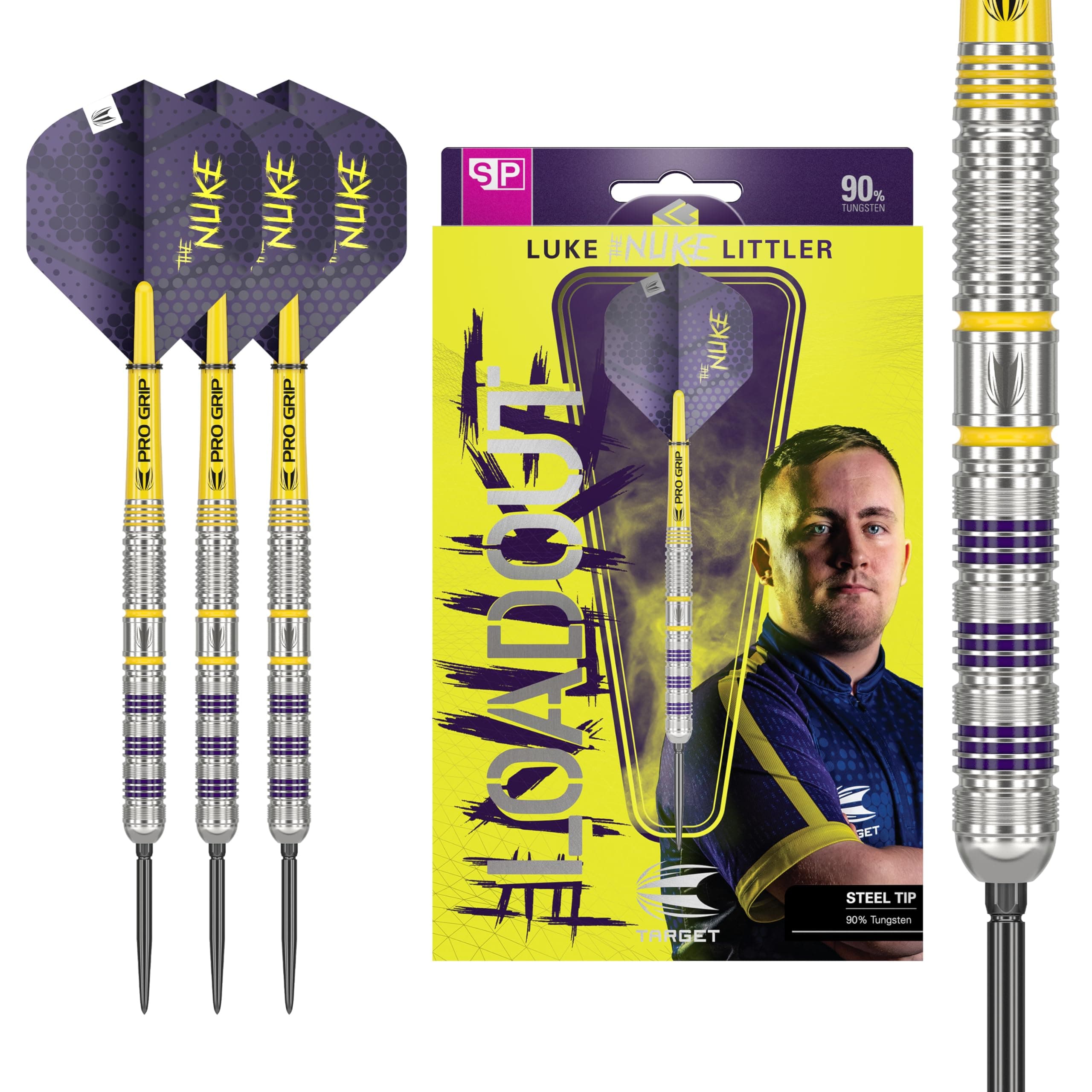 Target Darts Luke Littler Loadout Steel Tip Swiss Point Darts, 22G/23G/24G | Steel Tip Dart Set, Pro Edited Swiss Points
